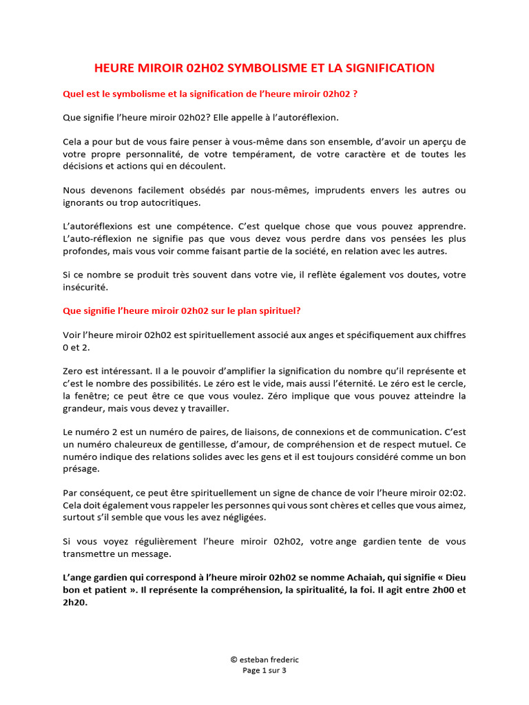 découvrez la signification de l'heure miroir 02h02 et ce que ce moment mystérieux peut révéler sur vos pensées, votre avenir et vos messages spirituels.
